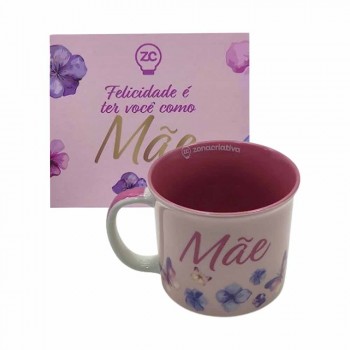 CANECA MODELO FELICIDADE É TER VOCÊ COMO MÃE EM CERÂMICA 350ML REF: 10026117
