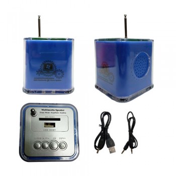 MINI RADIO FM. AZUL TAM:7.2X7.2X9CM