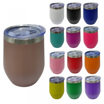 COPO TÉRMICO COM TAMPA FORMATO OVAL COLORIDO EM ALUMÍNIO 360ML REF: 120Z360