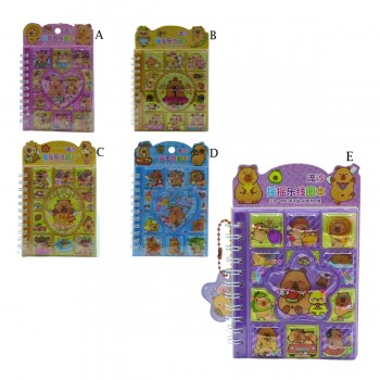 MINI CADERNO MODELO CAPIVARA COM 30 FOLHAS E 4 ADESIVOS EM PLÁSTICO REF: APCY-DL
