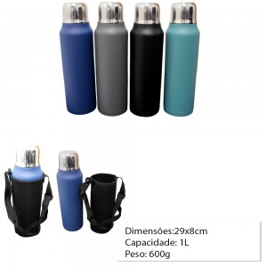 GARRAFA ESPORTIVA EM ACO INOX 1L REF:GF-023