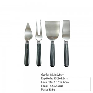 CONJUNTO  4 PEÇAS PARA QUEIJO  CINZA PEROLADO REF: CJBO-006PT CONJUNTO  4 PEÇAS PARA QUEIJO  CINZA PEROLADO REF: CJBO-006PT