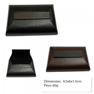 PORTA CARTÃO EM METAL E COURO SINTÉTICO. TAM:7.3X10.4X2CM PORTA CARTÃO EM METAL E COURO SINTÉTICO. TAM:7.3X10.4X2CM