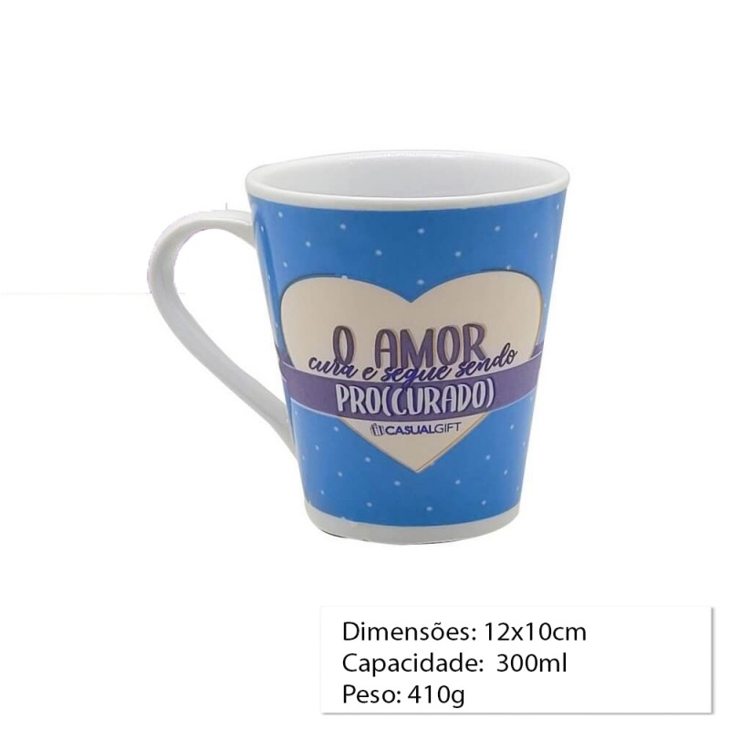 CANECA PORCELANA AMOR PROCURADO 300ML REF: CP018