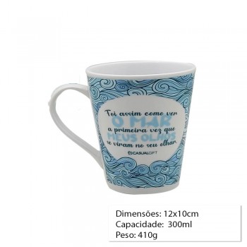 CANECA PORCELANA O MAR/MEUS OLHOS 300ML REF: CP019 CANECA PORCELANA O MAR/MEUS OLHOS 300ML REF: CP019