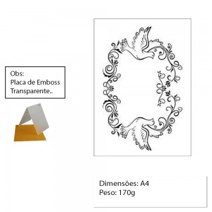 PLACA A4 PARA EMBOSS MODELO CASAL DE PASSÁROS