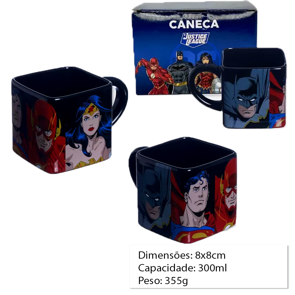 CANECA CUBO 300ML LIGA DA JUSTICA HEROIS REF: 10024233