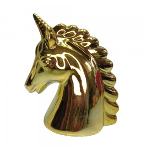 COFRE DE UNICÓRNIO EM RESINA METALIZADA DOURADO