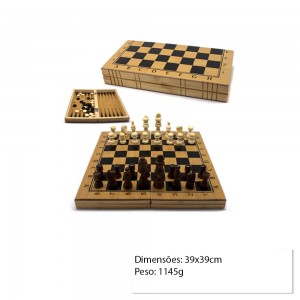 JOGO DE TABULEIRO 3 EM 1 COM XADREZ, DAMA E GAMÃO REF: B3115-39x39 JOGO DE TABULEIRO 3 EM 1 COM XADREZ, DAMA E GAMÃO REF: B3115-39x39