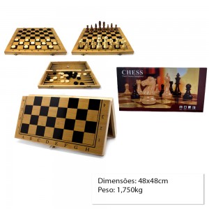 JOGO DE TABULEIRO 3 EM 1 COM XADREZ, DAMA E GAMÃO REF: B3115-48x48