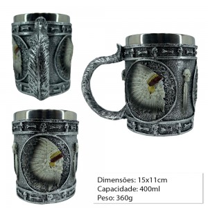 CANECA COM ALCA 400ML EM METAL E RESINA REF:1158B