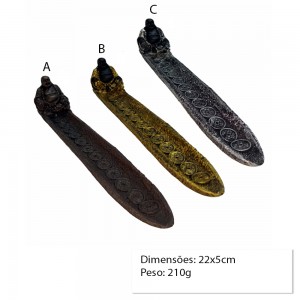 PORTA INCENSO DECORATIVO MODELO BUDAI EM RESINA REF: APXP2003