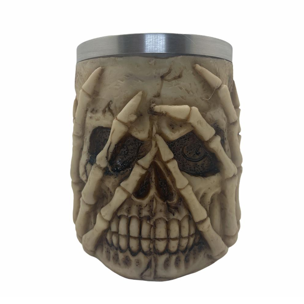 CANECA CAVEIRA  EM METAL C/ALCA CAP. DE 400ML REF:1193B