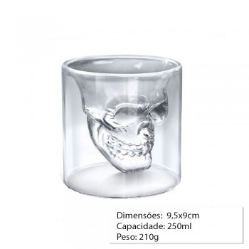 COPO SHOT MODELO CAVEIRA EM VIDRO 250ML  REF: APSCKL-250