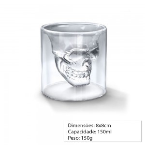 CANECA SHOT DE VIDRO 150ML MOD.CAVEIRA CANECA SHOT DE VIDRO 150ML MOD.CAVEIRA