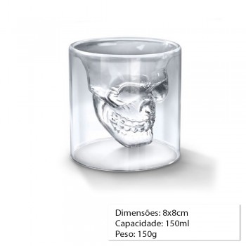 CANECA SHOT DE VIDRO 150ML MOD.CAVEIRA CANECA SHOT DE VIDRO 150ML MOD.CAVEIRA