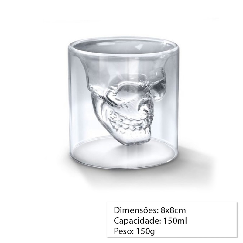 CANECA SHOT DE VIDRO 150ML MOD.CAVEIRA