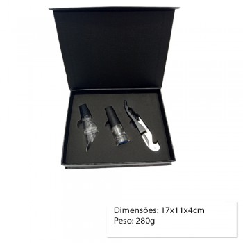 KIT 3 ACESSORIOS EM METAL PARA VINHO REF:AP36666-3SET