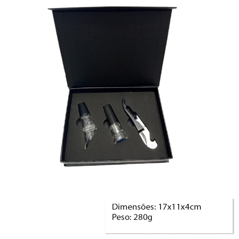 KIT 3 ACESSORIOS EM METAL PARA VINHO REF:AP36666-3SET