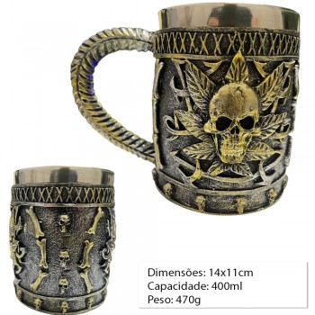 CANECA METAL REV.RES.PVC C/ALCA CAP.400ML REF:AP-17301-1