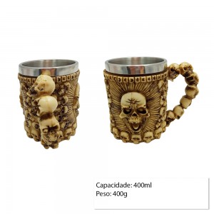 CANECA METAL REVEST.RESINA MOD.CAVEIRA 400ML REF:AP-B2131 CANECA METAL REVEST.RESINA MOD.CAVEIRA 400ML REF:AP-B2131