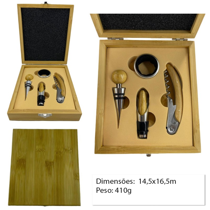 KIT DE ACESSÓRIOS PARA VINHO EM METAL  REF: APJU-B4