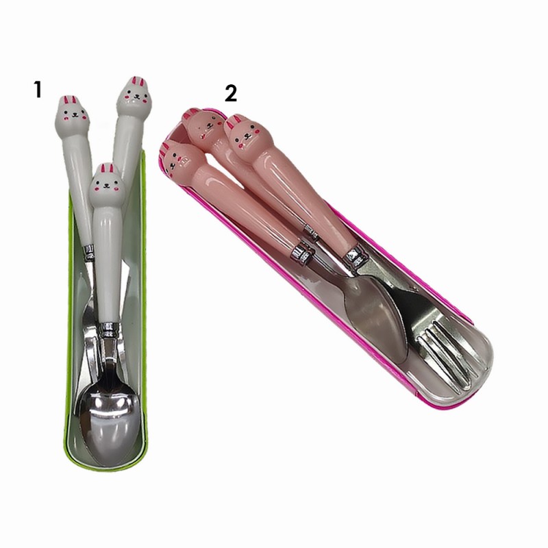 CONJUNTO COM GARFO, FACA E COLHER MODELO COELHO EM INOX REF: AP21332 CONJUNTO COM GARFO, FACA E COLHER MODELO COELHO EM INOX REF: AP21332