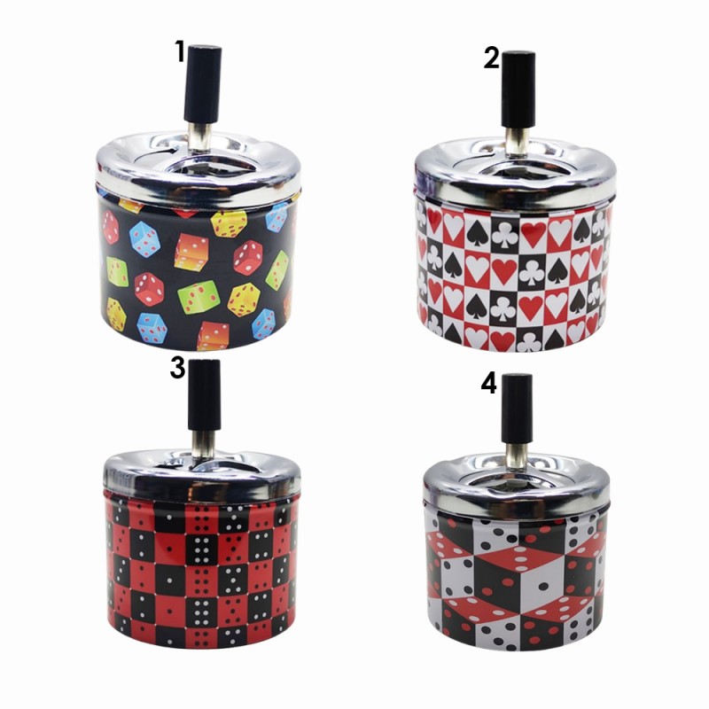 CINZEIRO DE MESA REDONDO EM METAL ESTAMPADO COM TAMPA GIRATORIA REF: AP35379R-2