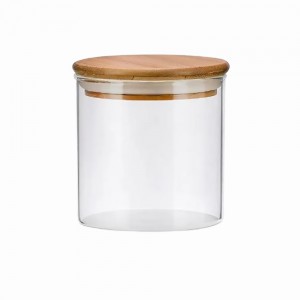 POTE DE VIDRO COM TAMPA EM BAMBU REF: APP6060
