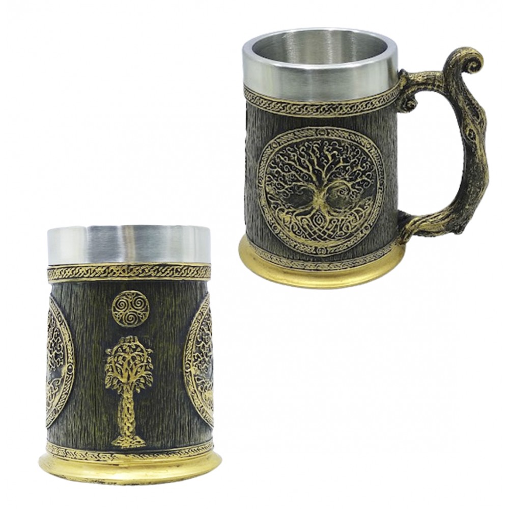 CANECA MODELO ÁRVORE DA VIDA COM ALÇA CAPACIDADE 600ML EM METAL INOX E REVESTIDA DE RESINA DE PVC REF: AP230036B CANECA MODELO ÁRVORE DA VIDA COM ALÇA CAPACIDADE 600ML EM METAL INOX E REVESTIDA DE RESINA DE PVC REF: AP230036B