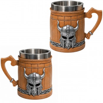 CANECA DE METAL E RESINA DE PVC COM ALÇA MODELO MEDIEVAL 400ML REF: AP675-3B