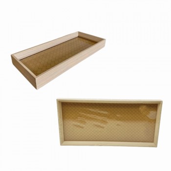 BANDEJA RETANGULAR DECORATIVA EM MDF E PU REF: 16736