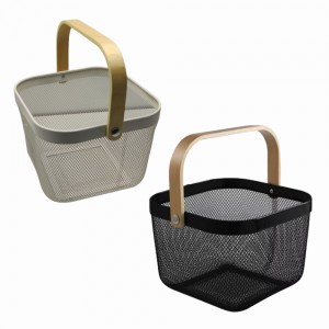CESTA ORGANIZADORA DE TELA COM ALÇA DE BAMBU REF: 9653 CESTA ORGANIZADORA DE TELA COM ALÇA DE BAMBU REF: 9653