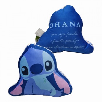 ALMOFADA FORMATO STITCH OHANA EM FIBRA DE POLIÉSTER REF: 10065198
