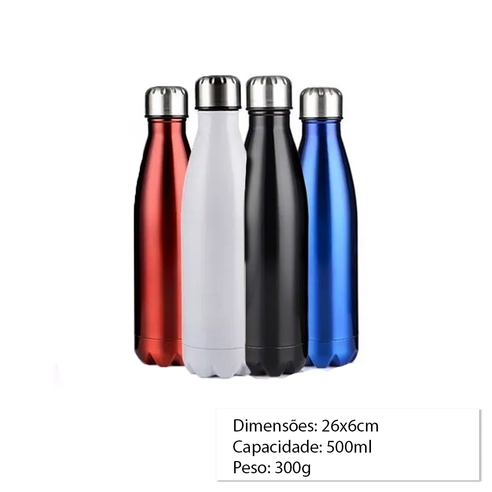 GARRAFA ESPORTIVA EM ACO INOX 500ML REF: GF-020