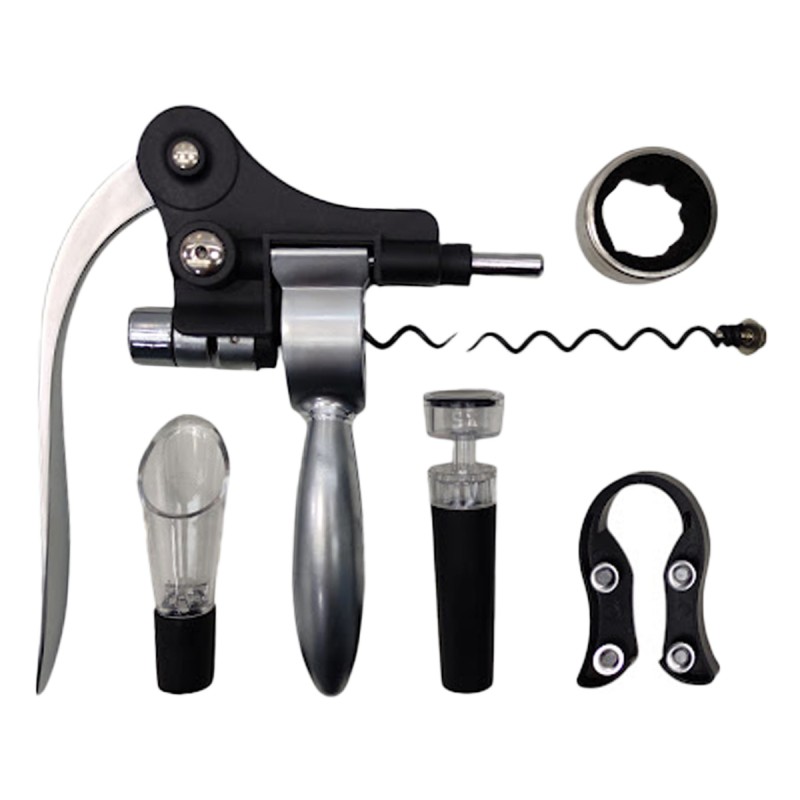 KIT ACESSÓRIOS PARA VINHO COM 5 PEÇAS EM MALETA REF:APJU-7SET