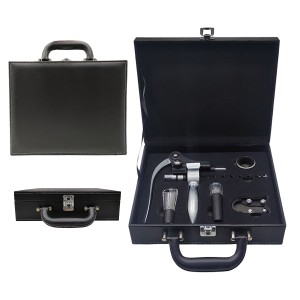 KIT ACESSÓRIOS PARA VINHO COM 5 PEÇAS EM MALETA REF:APJU-7SET