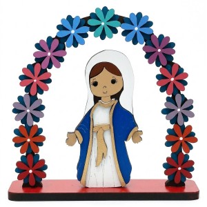 ENFEITE DECORATIVO MODELO ARCO FLORAL SANTINHA DE MADEIRA REF: 000128