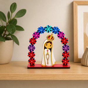 ENFEITE DECORATIVO MODELO ARCO FLORAL SANTINHA DE MADEIRA REF: 000131