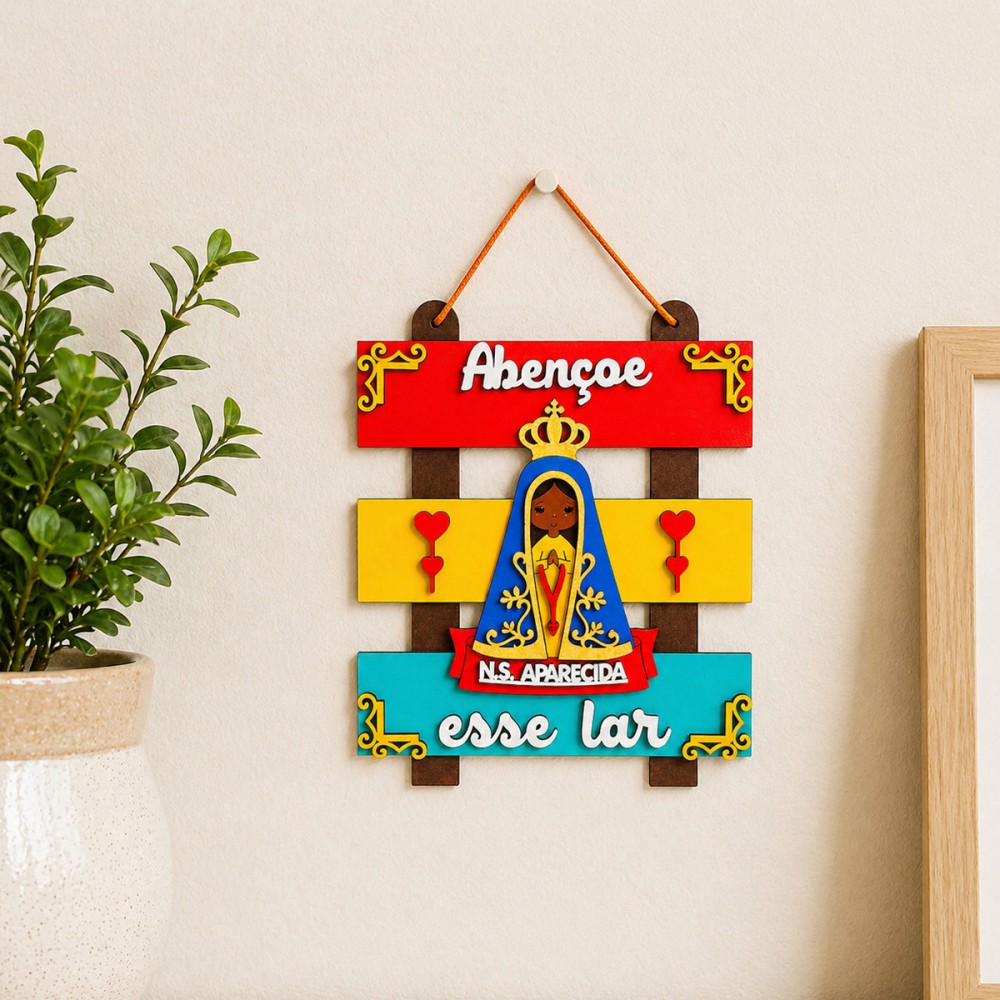 PLAQUINHA DECORATIVA DE PAREDE MODELO NOSSA SENHORA DE MADEIRA REF: 000151