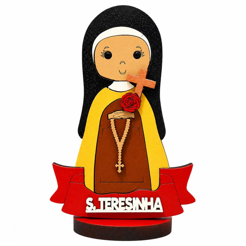 MINI ENFEITE DECORATIVO MODELO SANTA TERESINHA DE MADEIRA REF: 000165