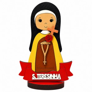 MINI ENFEITE DECORATIVO MODELO SANTA TERESINHA DE MADEIRA REF: 000165