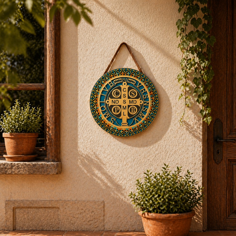 ENFEITE DECORATIVO DE PAREDE MODELO MANDALA DE MADEIRA REF: 000180