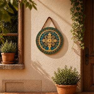 ENFEITE DECORATIVO DE PAREDE MODELO MANDALA DE MADEIRA REF: 000180