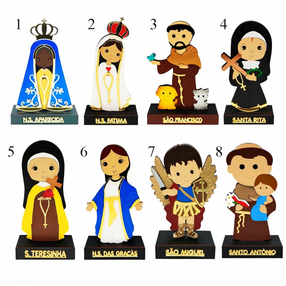 ENFEITE SANTINHOS DE MADEIRA MDF E ACRÍLICO REF: 001991