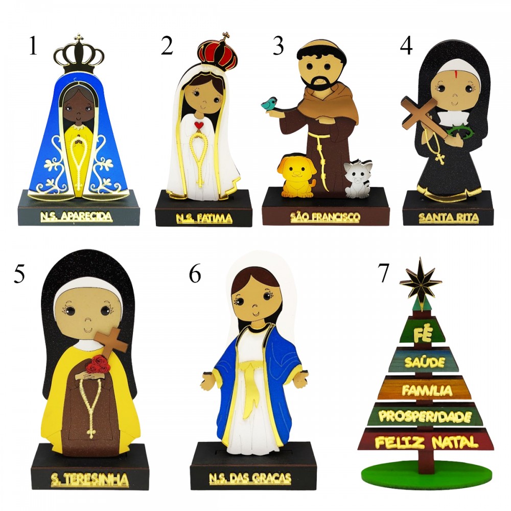 ENFEITE SANTINHOS DE MADEIRA MDF E ACRÍLICO REF: 001991