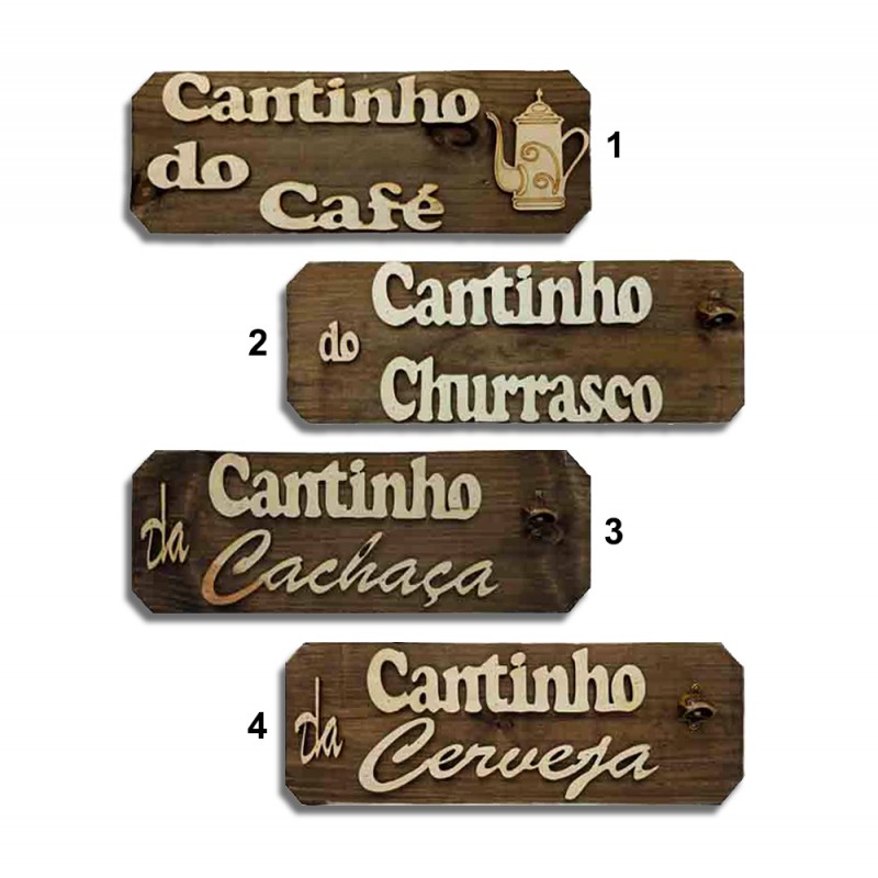 PLACA DECORATIVA MODELO CANTINHO DIVERSOS EM MADEIRA REF: 04143