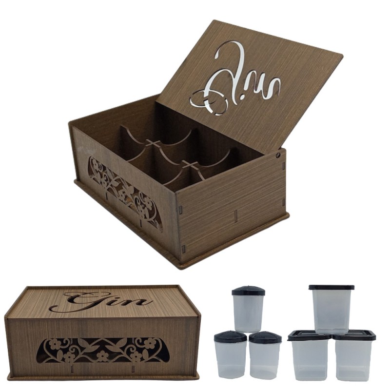 CAIXA DE GIN COM RECIPIENTES  REF: 04183