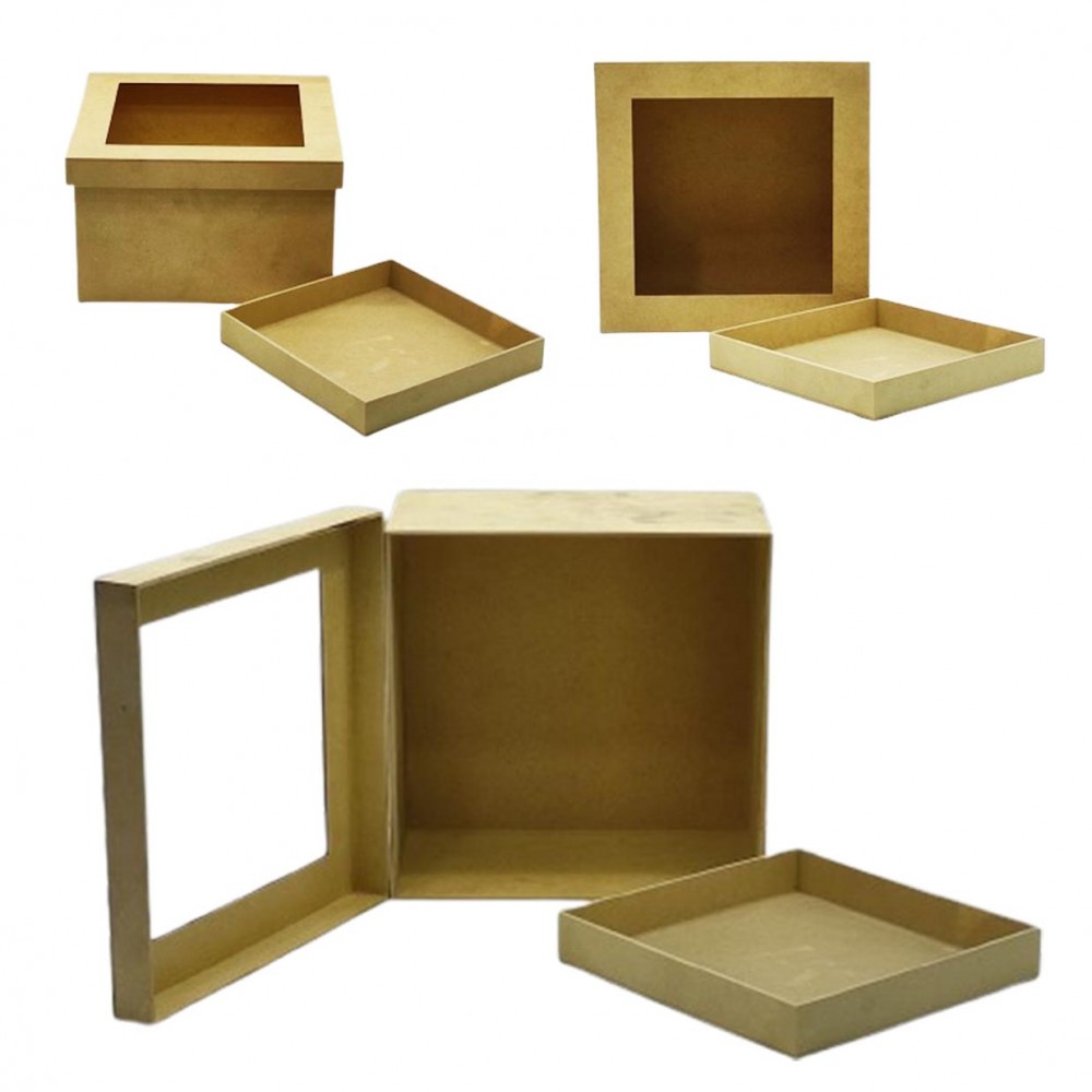 CAIXA EM MADEIRA MDF QUADRADA REF: 100201