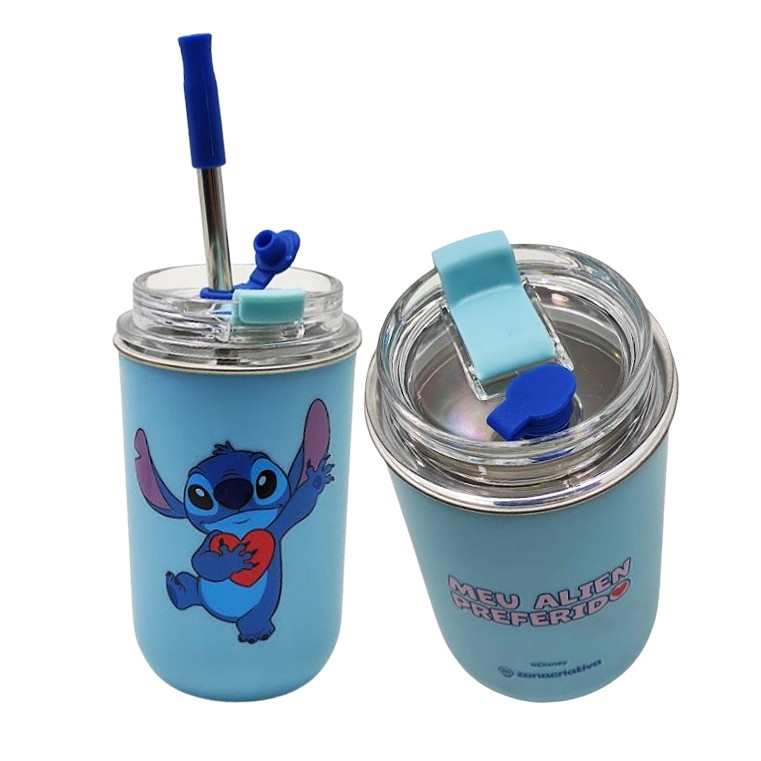 COPO NEO COM CANUDO MODELO STITCH NAMORADOS 300ML REF: 10025651 COPO NEO COM CANUDO MODELO STITCH NAMORADOS 300ML REF: 10025651